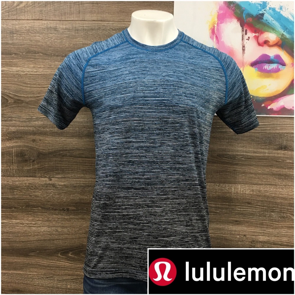 Lululemon Metal Vent Tech Shirt Mens Large Blue Black Ombre Space Dye Training